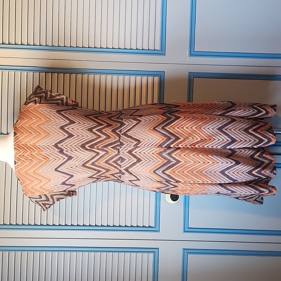 Roz & Ali Women’s Chevron Multi Color Midi Dress - Picture 8 of 12